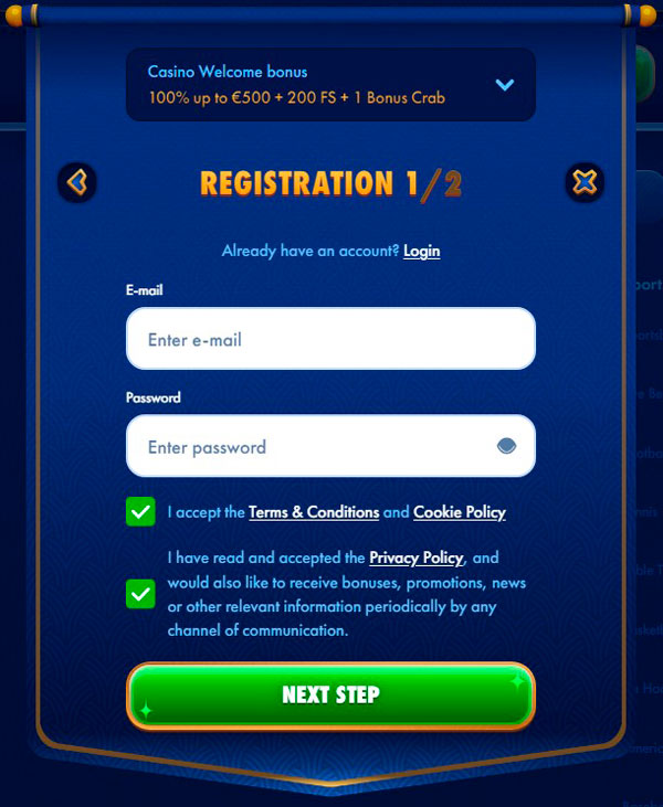 WinGaga Casino Registration